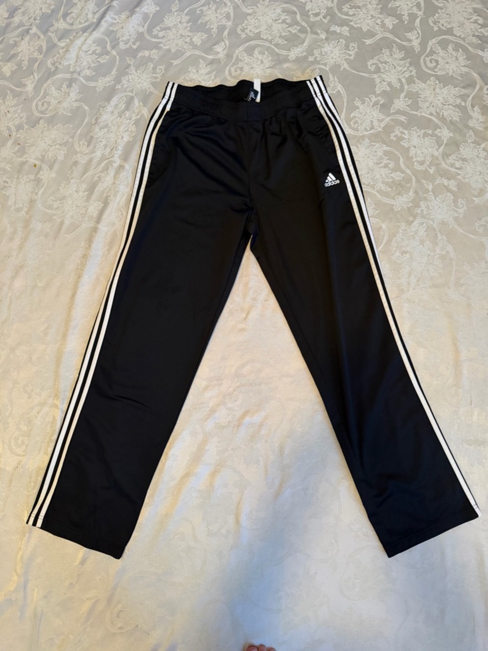 adidas Men's 3 Stripe Tricot Track Pants Black/White Size XL